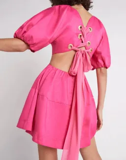 Aje Admiration Lace Up Mini Dress Pink Size 6 for rent on The Volte - image 2