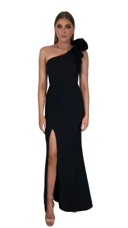 Bariano Sue Frill Shoulder Gown Black Size 16 for rent on The Volte - image 1