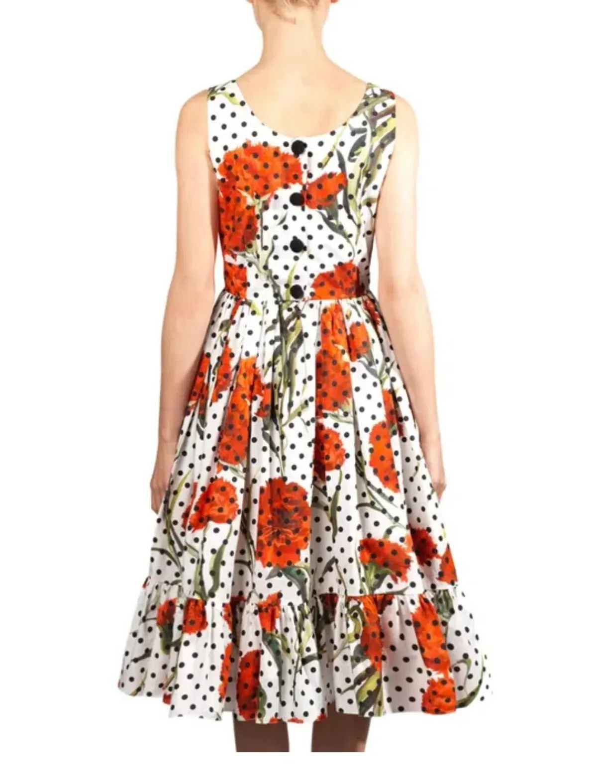 Dolce & Gabbana Floral Poplin Dress Print Size 12 - Image 3