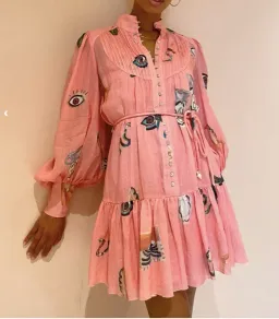 Alemais Cleo Smock Mini Dress Pink Size 12 for rent on The Volte - image 3