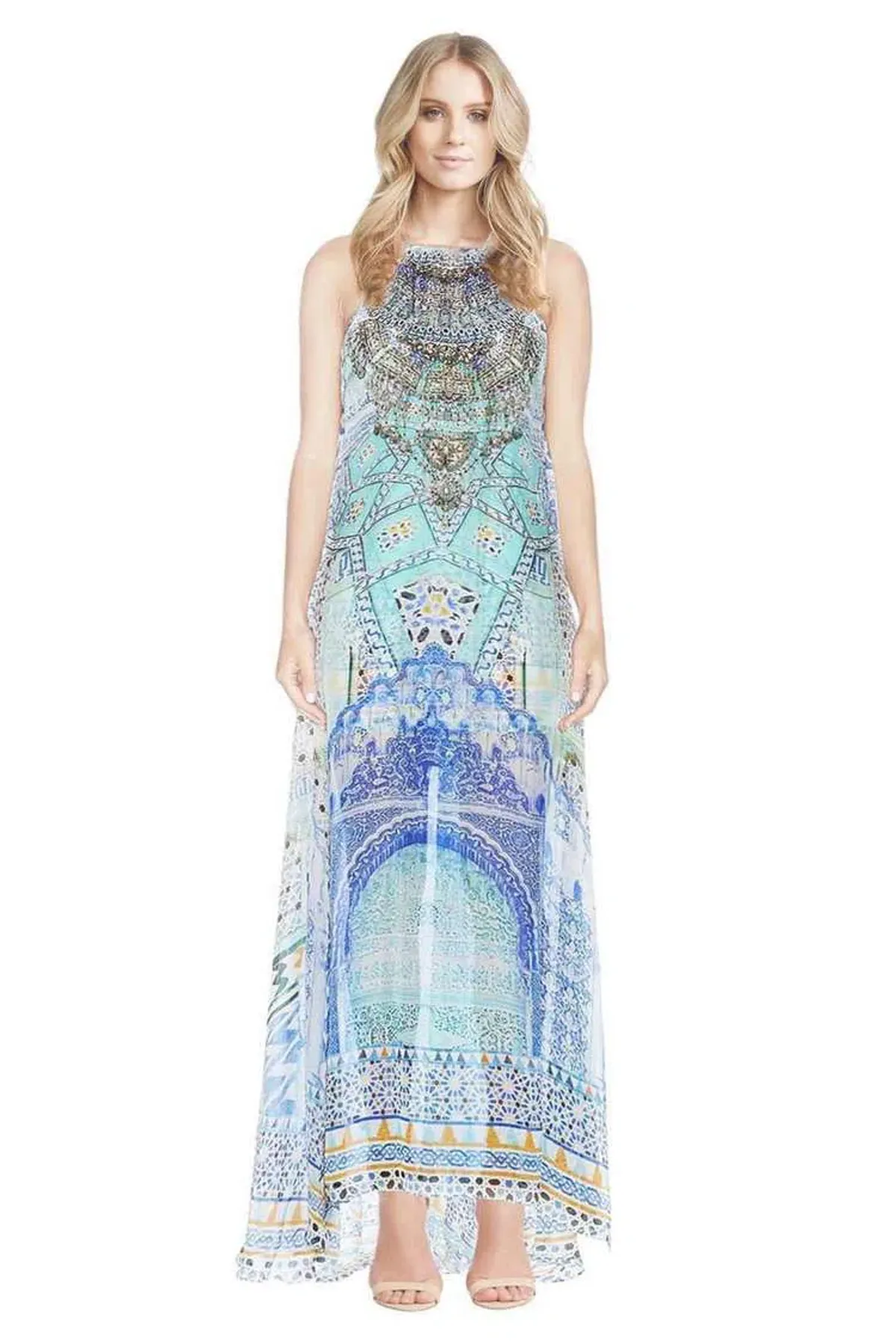 Camilla Sultans Gate Sheer Overlay Dress Blue/Print One Size  - Image 1