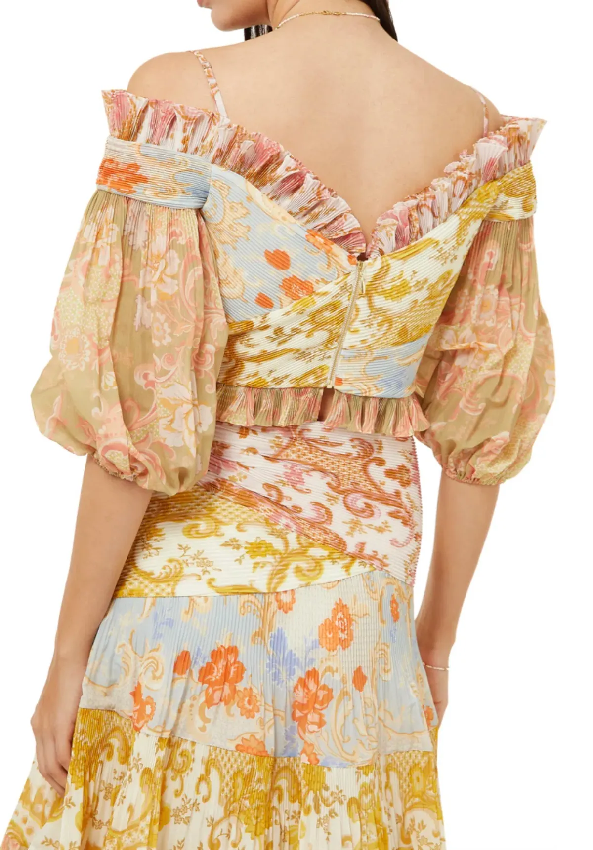 Zimmermann Postcard Pleated Fan Top size 2 Long Skirt Print Size 3 - Image 3