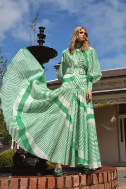 Mackenzie Mode Long Sleeve Striped Maxi Dress Print Size 14 for rent on The Volte - image 4