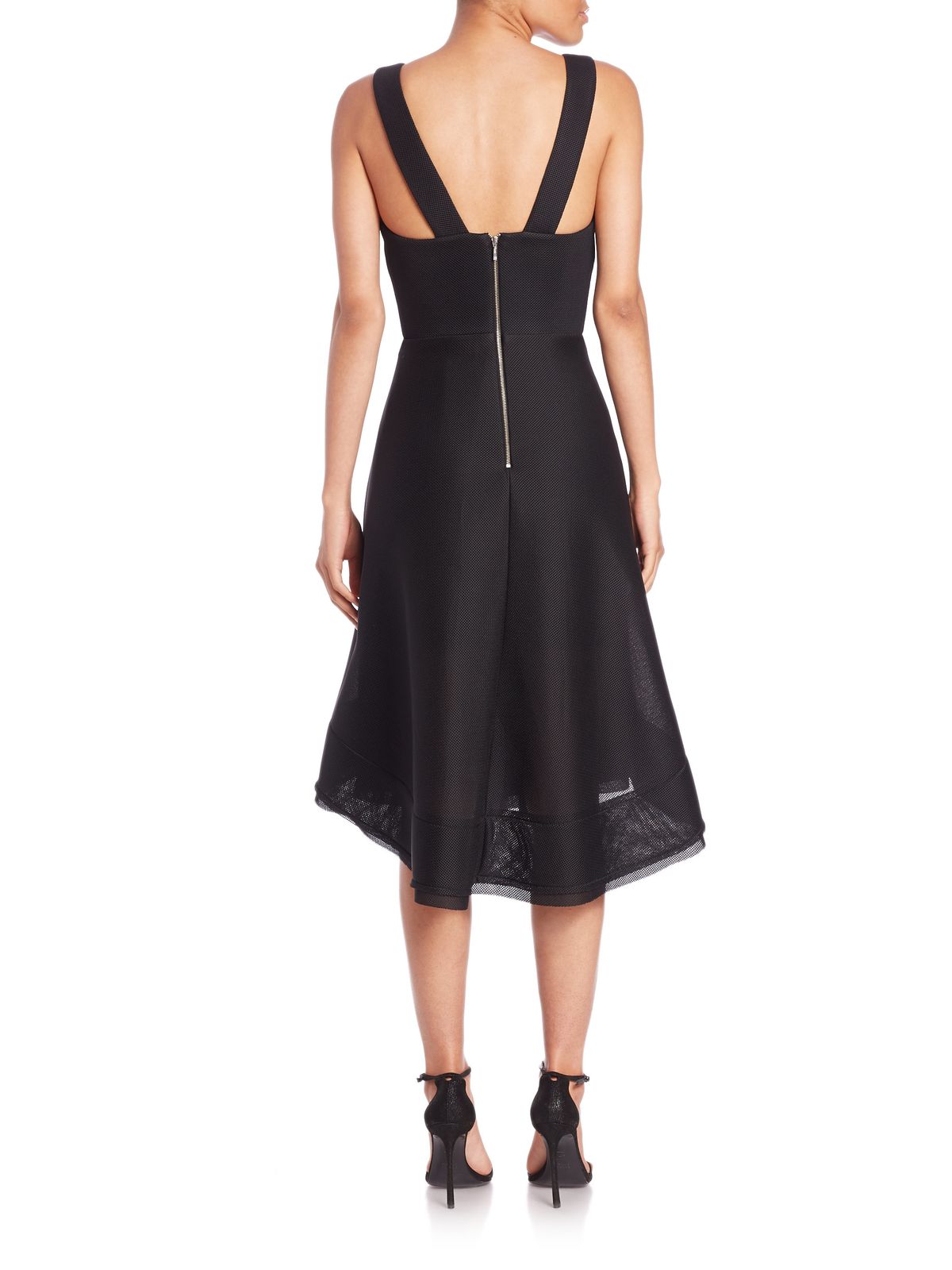 Nicholas Mesh Deep V Gown Black Size 8 - Image 3