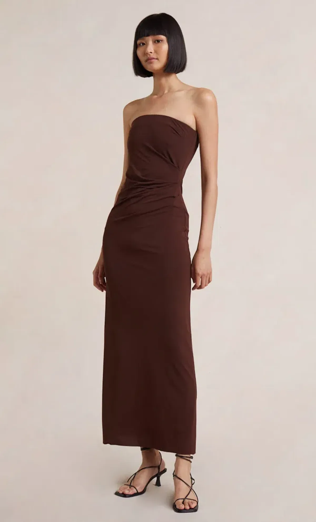 Bec & Bridge Myla Strapless Midi Dress Brown Size 8 - Image 3