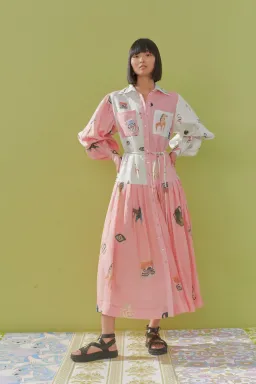 Alemais Cleo Patchwork Shirtdress Pink Size 14 for rent on The Volte - image 1