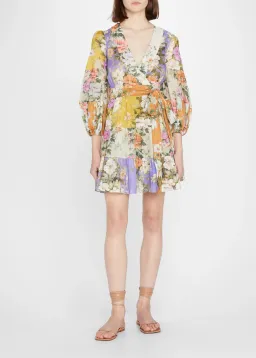 Zimmermann Pattie Wrap Mini Dress Print Size 12 for rent on The Volte - image 1