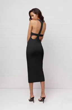 By Johnny T-Bar Rib Midi Dress Black Size 8 for rent on The Volte - image 2