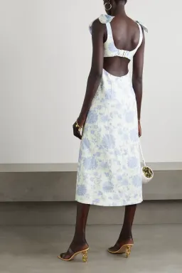 Zimmermann Postcard Tie Shoulder Midi Dress Print Size 3/ Au 14 for rent on The Volte - image 4