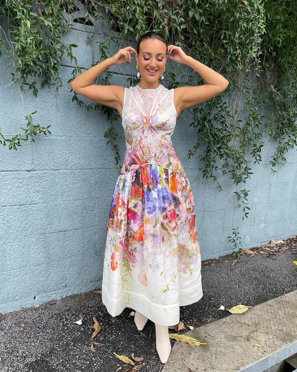 Zimmermann Prima Panelled Midi Dress Multi Floral Size 1 / Au 10 - Image 3