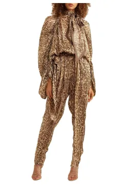 Zimmermann Espionage Tie Neck Leopard Jumpsuit Animal Print Size 0 / AU 8 for rent on The Volte - image 1