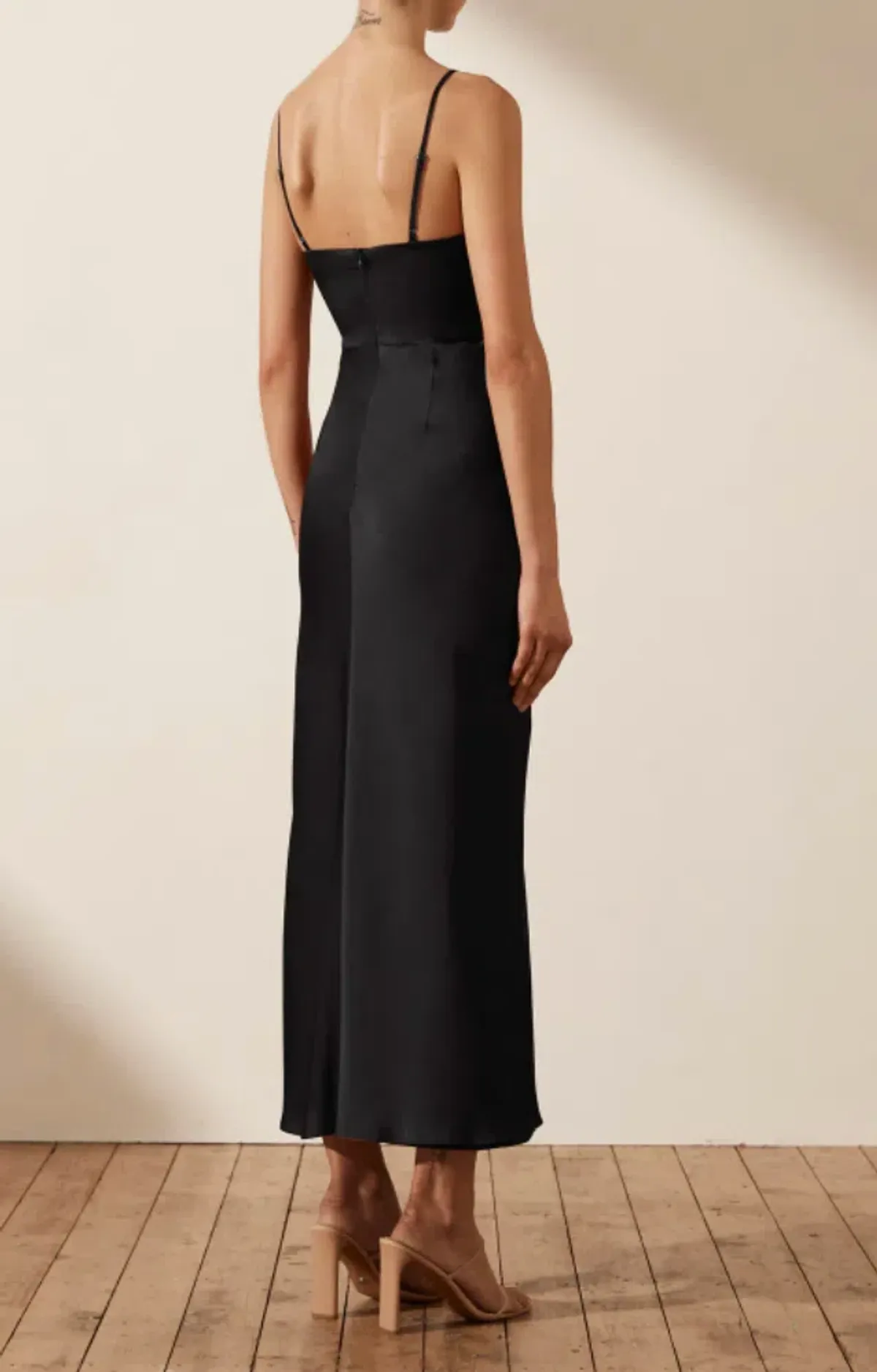 Shona Joy Luxe Twist Front Sleeveless Midi Dress Black Size 8 - Image 3