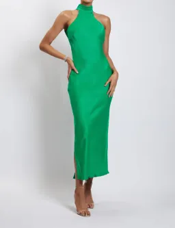 Meshki Claire Satin Drape Back Maxi Dress Green Size 8 for rent on The Volte - image 1