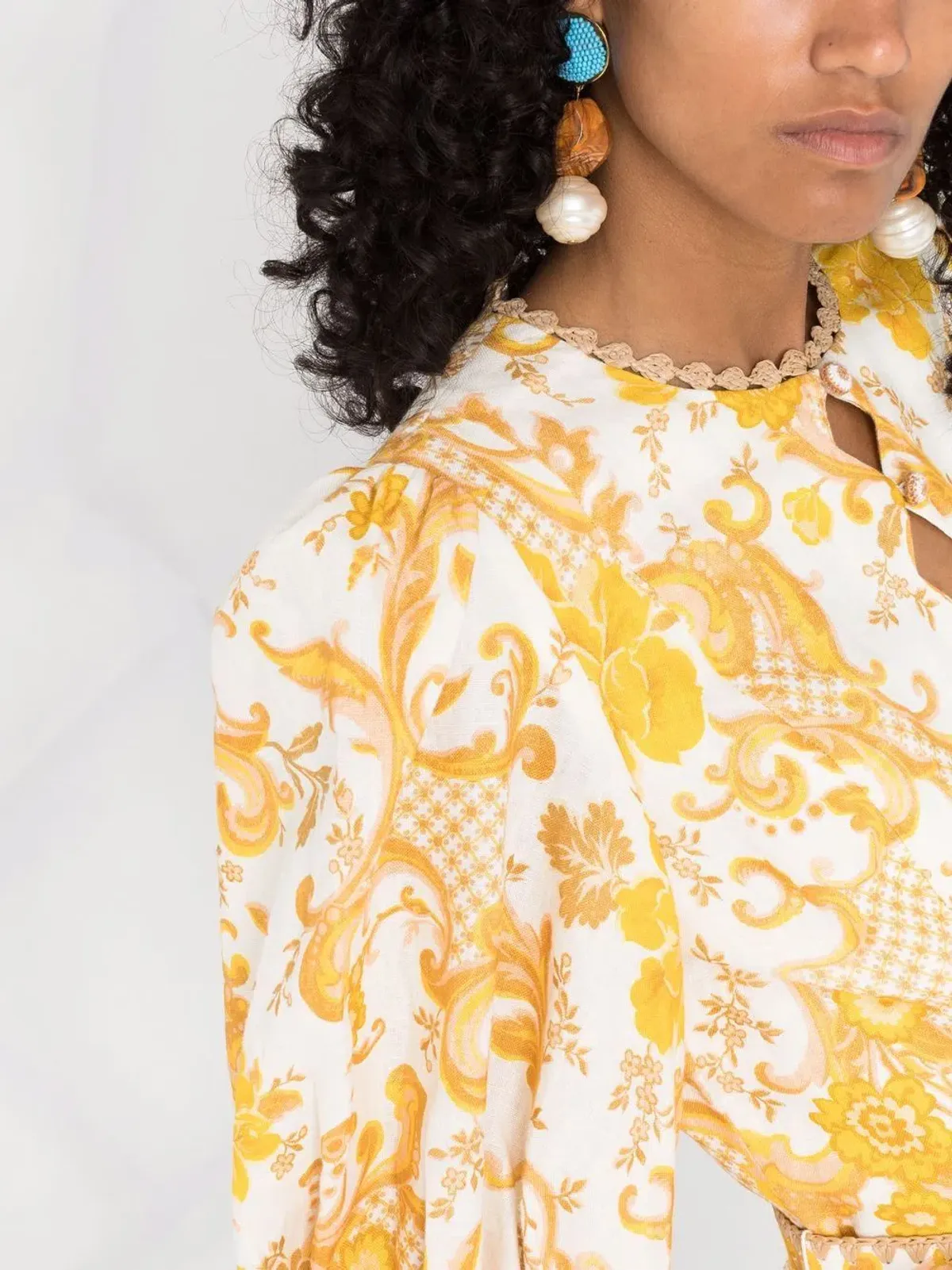 Zimmermann Postcard Mini Dress in Swirl Floral Yellow AU12 (22:05) - Image 6