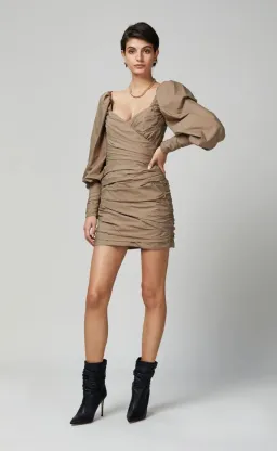 Bec & Bridge Winslowe L/S Mini Dress Mocha Size 8 for rent on The Volte - image 3