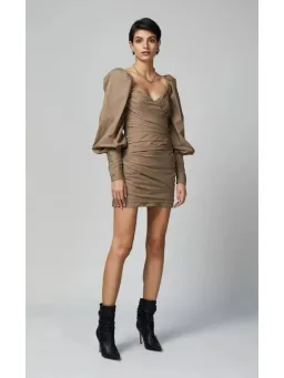 Bec & Bridge Winslowe L/S Mini Dress Mocha Size AU 6 for rent on The Volte - image 2