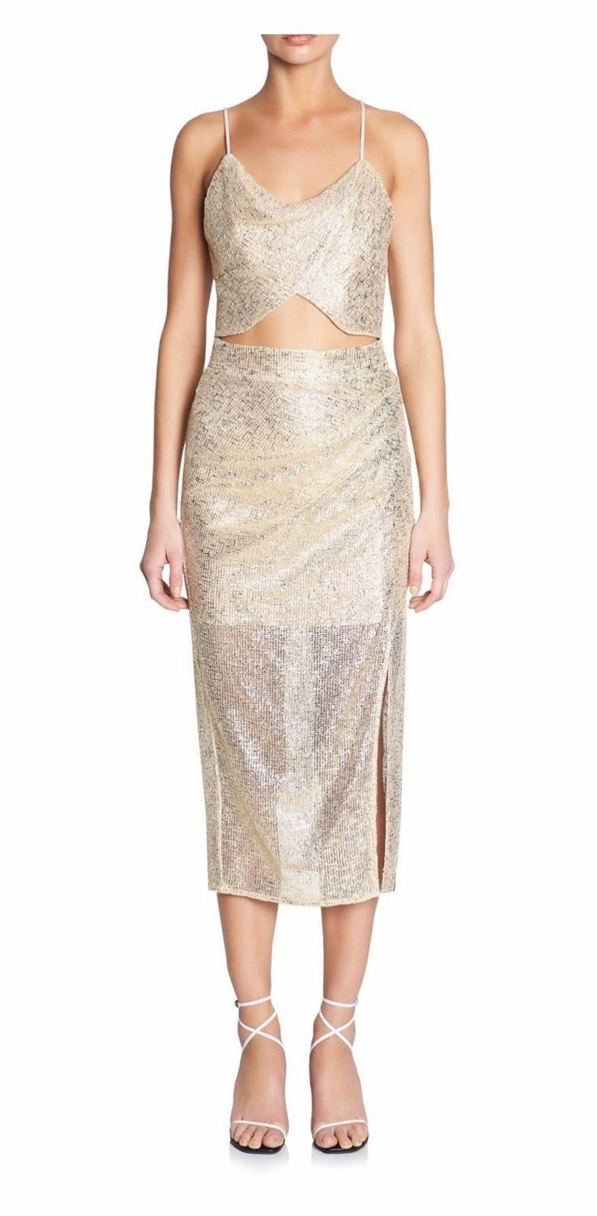 Manning Cartell flash bulb top and skirt set metallic size 8 - Image 1