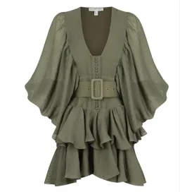 Shona Joy Charlotte Mini Dress in Khaki Size 8  for rent on The Volte - image 7