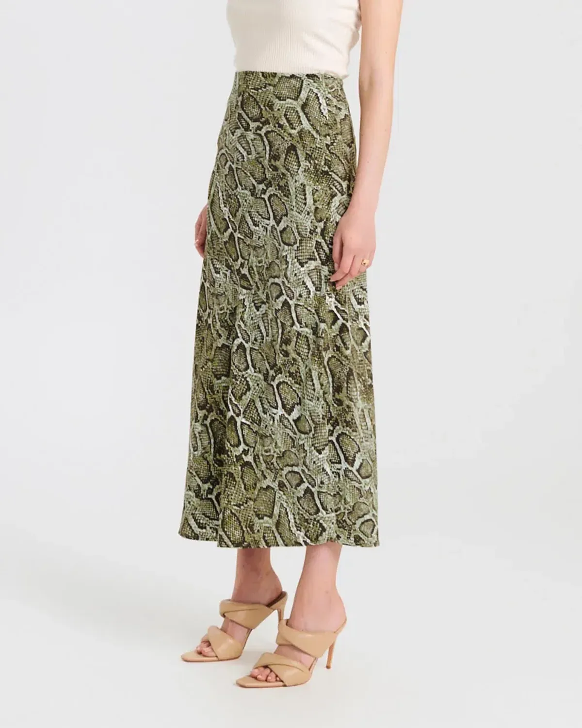 Ena Pelly Python Panelled Midi Skirt Animal Print Size 8 - Image 2