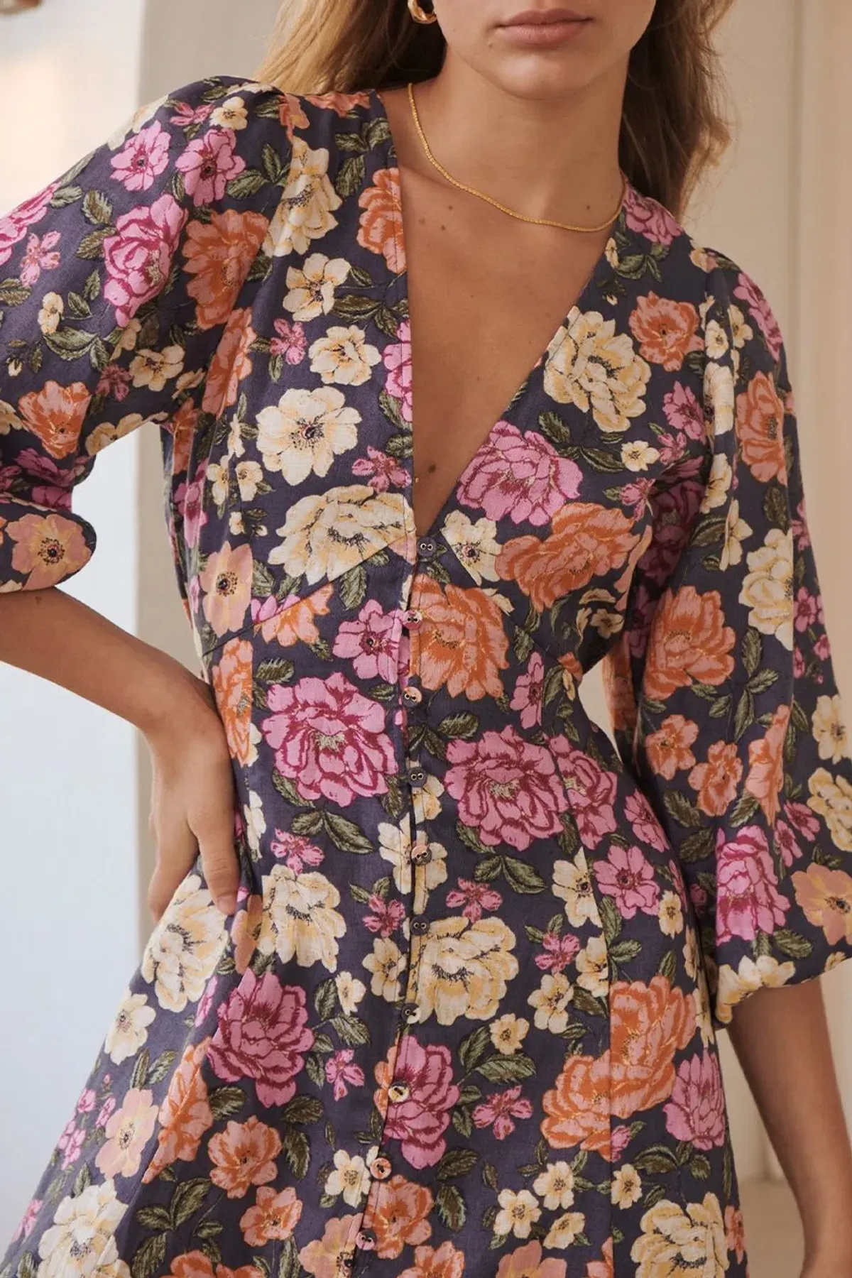 Kivari Hope Linen Maxi Dress Print Size 8 - Image 4