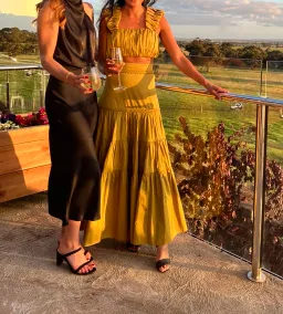 Aje Medina Ruched Cropped Top and Casabianca Braided Tiered Skirt Set Green Size 6  for rent on The Volte - image 1