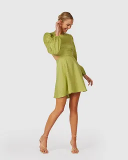 The Wolf Gang Safi Linen Cut Out Dress in Pistachio Green Size XXS for rent on The Volte - image 3