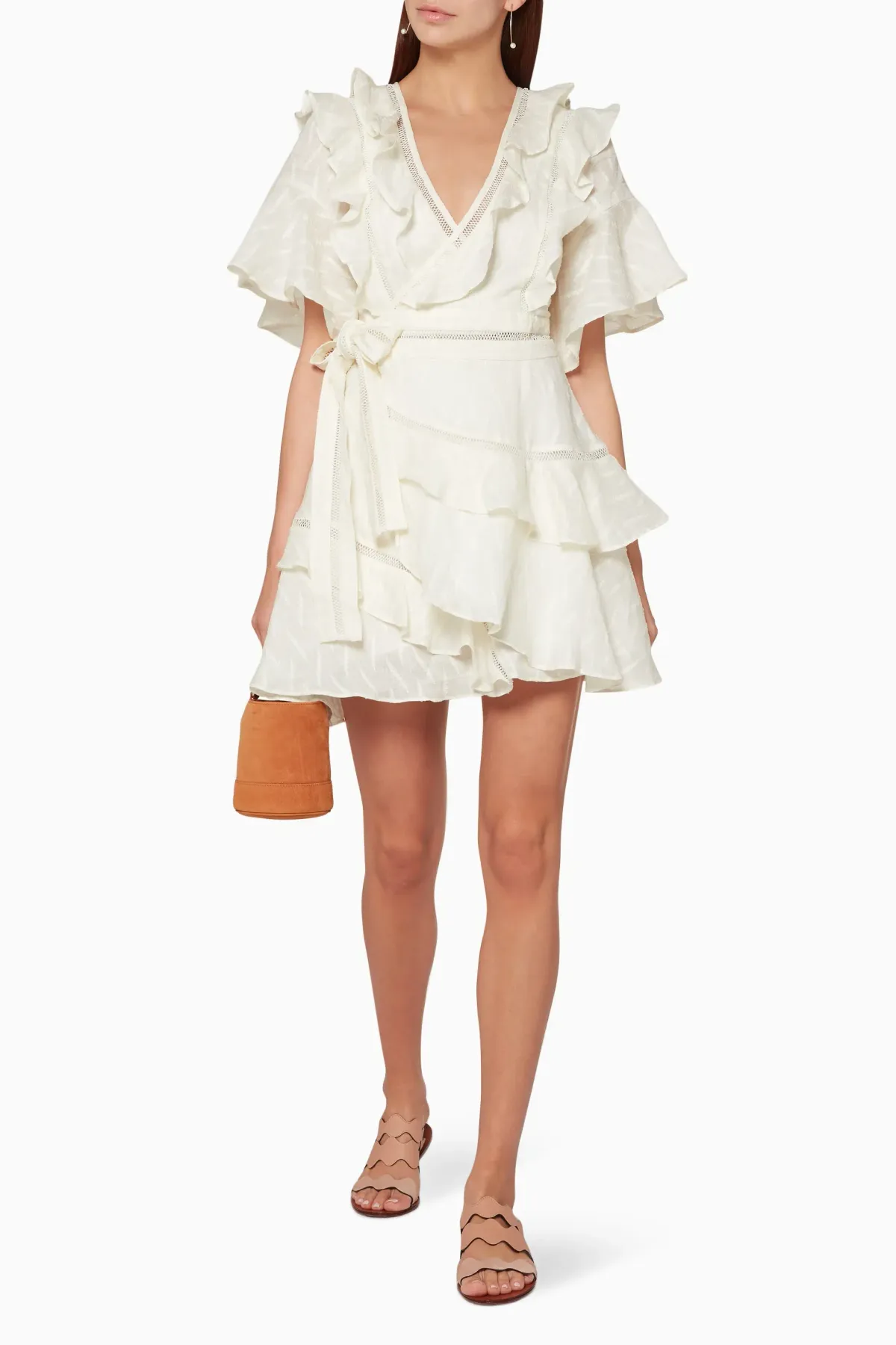 Acler Basque Ruffle Dress in Ivory Size 10 - Image 1