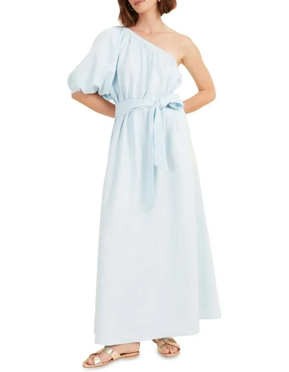 Seed Heritage OneShoulder Linen Maxi Dress Blue Size 6 - Image 1
