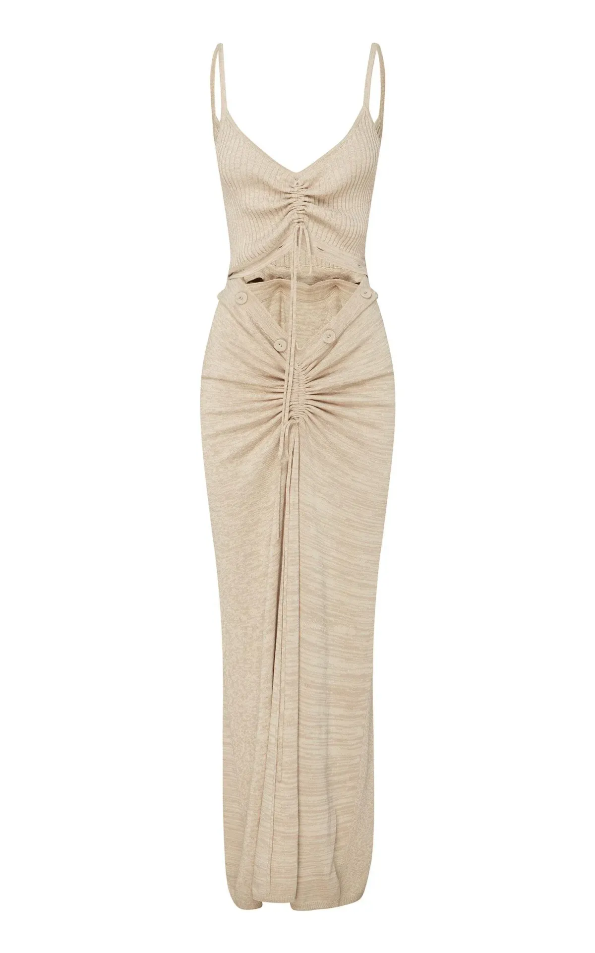 Christopher Esber Ruched Disconnect Cami Dress Beige Size 4 - Image 4