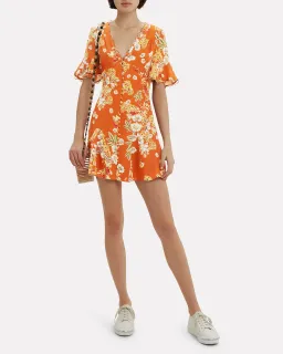 Nicholas Godet Mini Dress Orange Floral Size 12 for rent on The Volte - image 1