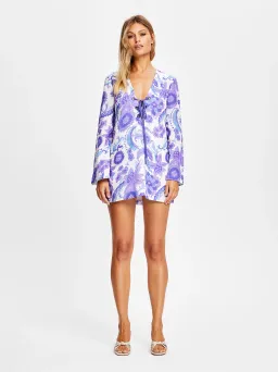 Alice McCall Blueberry Nights Dress Jacaranda Print Size 6 for rent on The Volte - image 1