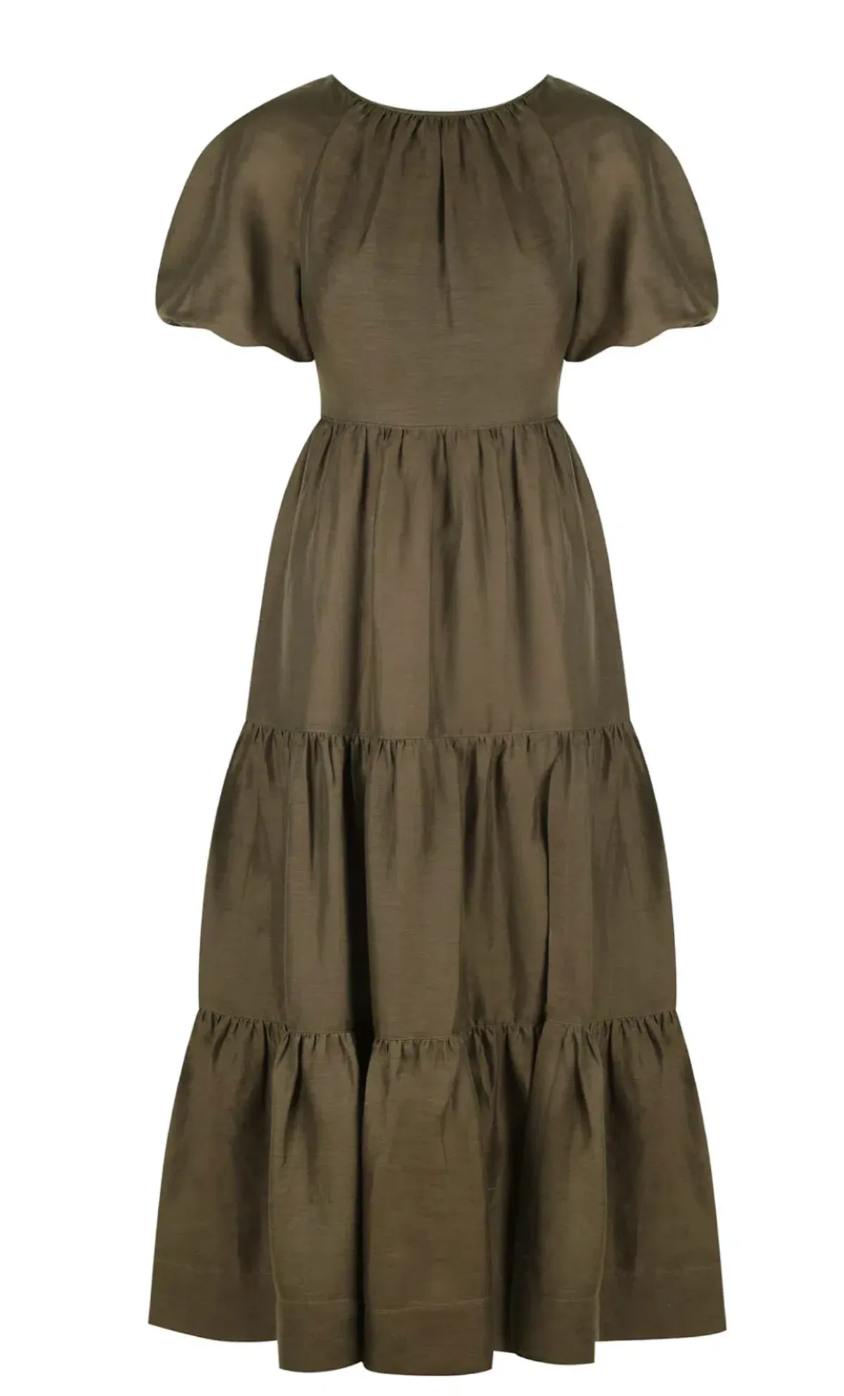 Shona Joy Bruna Linen Short Sleeve Backless Midi Dress Green Size 12 - Image 3