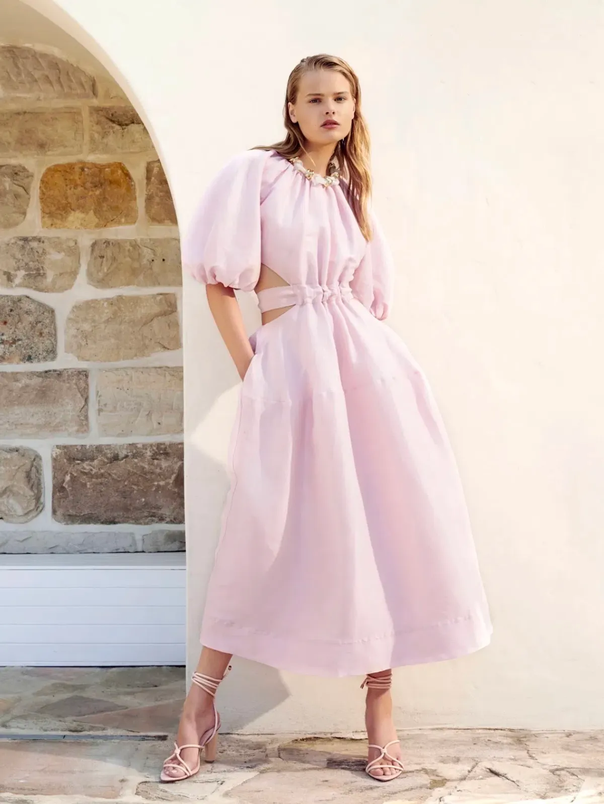 Aje Mimosa Cut Out Midi Dress Pink Size 4 - Image 3