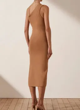 Shona Joy Basic One Shoulder Midi Dress in Tan Nude Size S for rent on The Volte - image 2