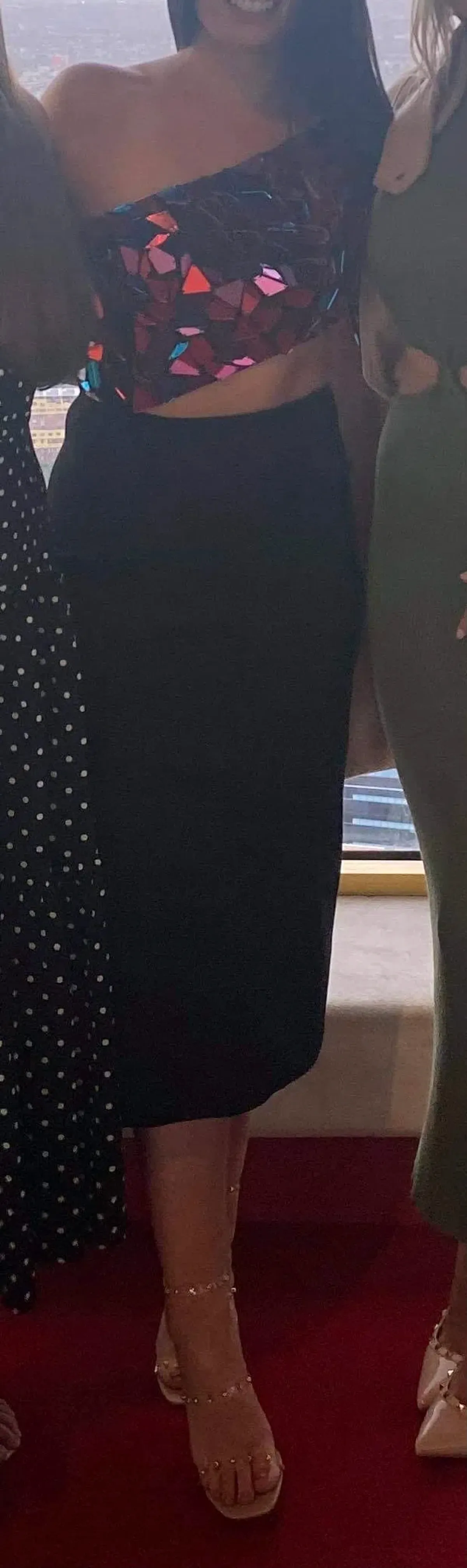 Sherri Hill No.53466 Midi Dress Black Multi Size 4  - Image 4