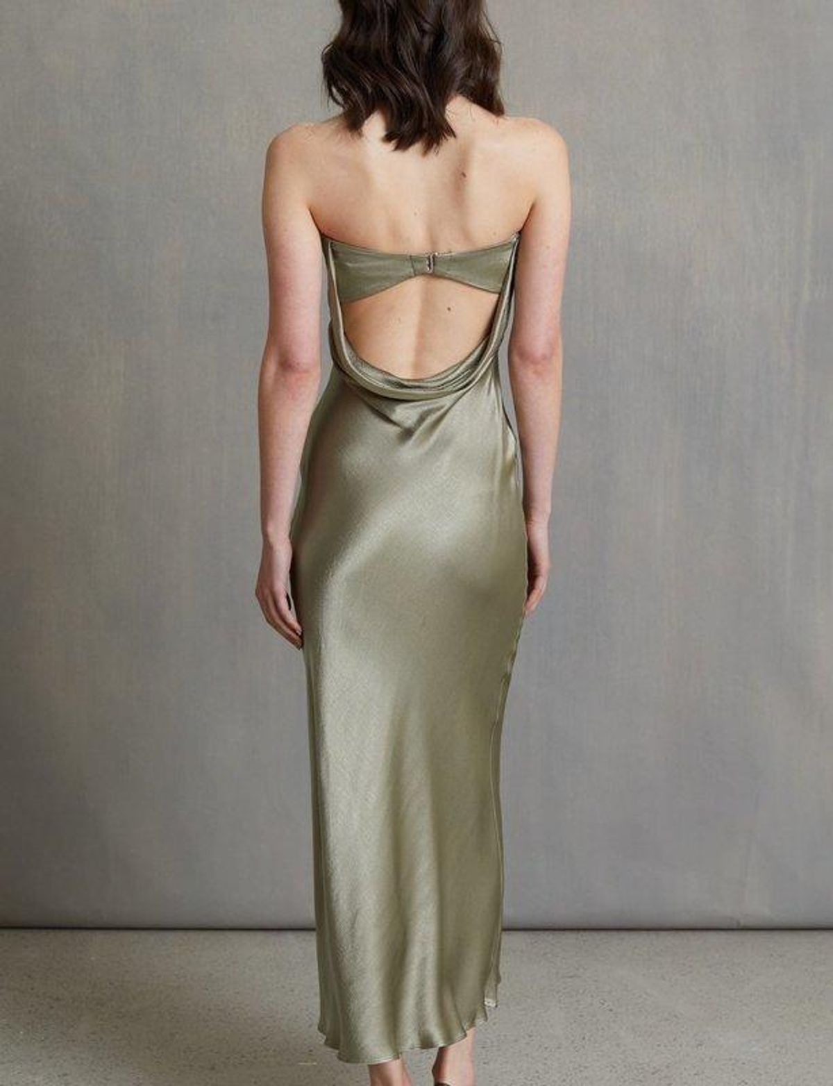 Bec & Bridge Moon Dance Strapless Midi Dress Sage Green Size 8 - Image 2