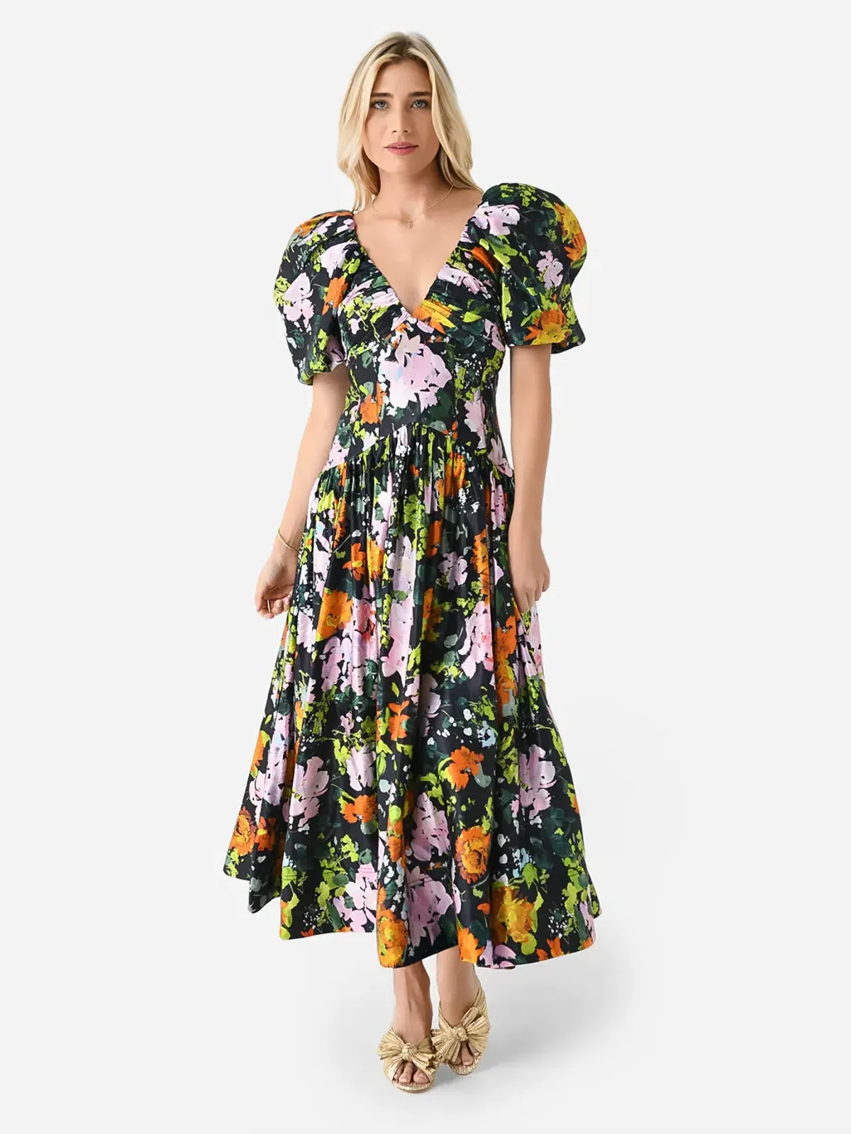 AJE - Gabrielle Floral Plunge Midi-Dress - Size 16 (Fits 14 - 16) - Image 3