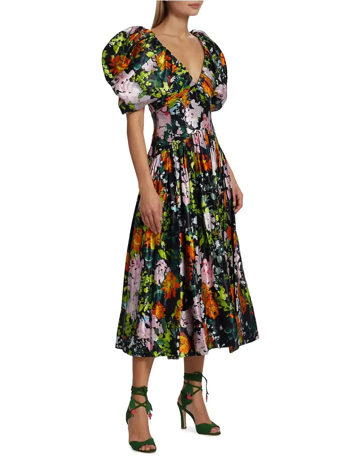 AJE - Gabrielle Floral Plunge Midi-Dress - Size 16 (Fits 14 - 16) - Image 5