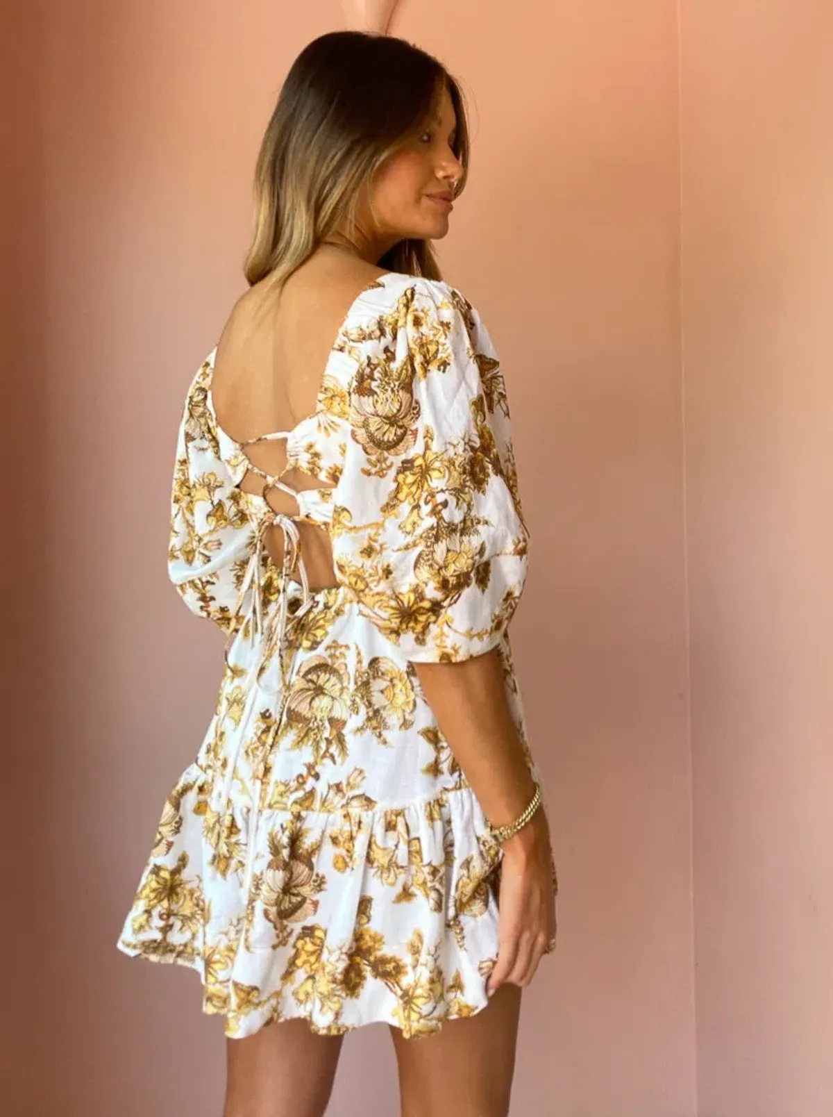 Shona Joy Bella Open Back Mini Dress Print Size 8 - Image 3