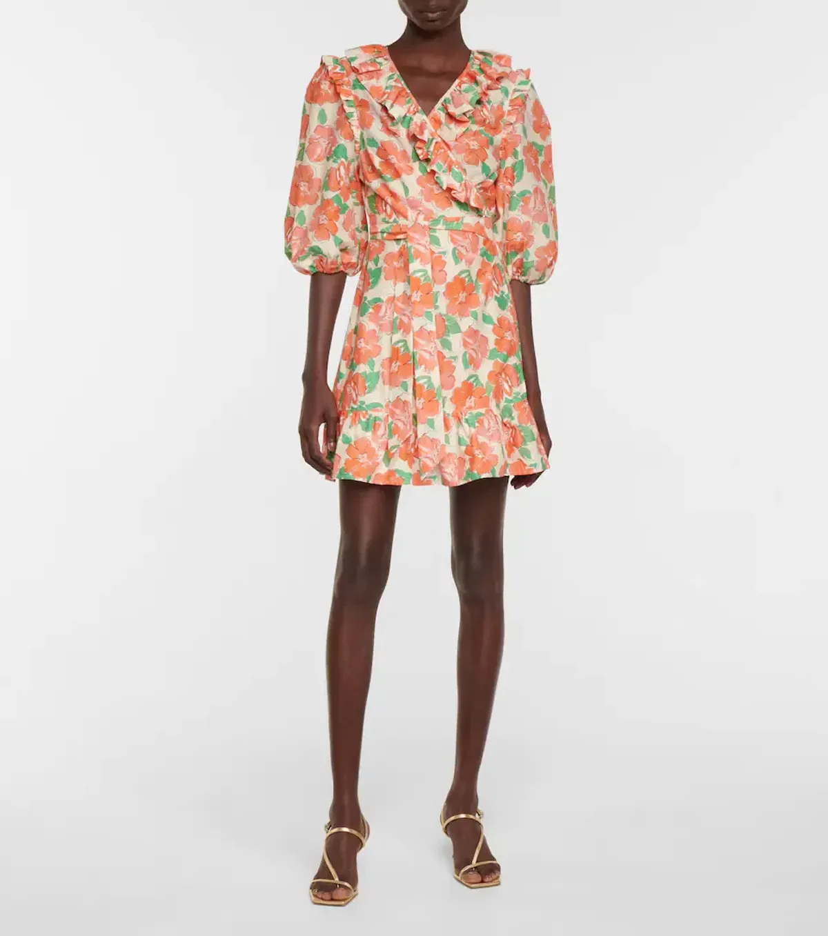 Rixo London Lennon Floral Print Wrap Dress Orange Size 10  - Image 1