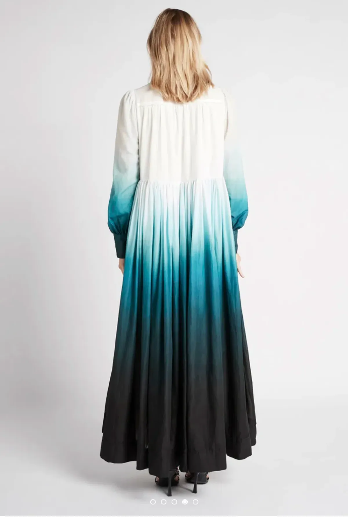 Aje Cosmos Long-sleeved Tiered Maxi Dress Teal Ombre Size  AU 6 - Image 2