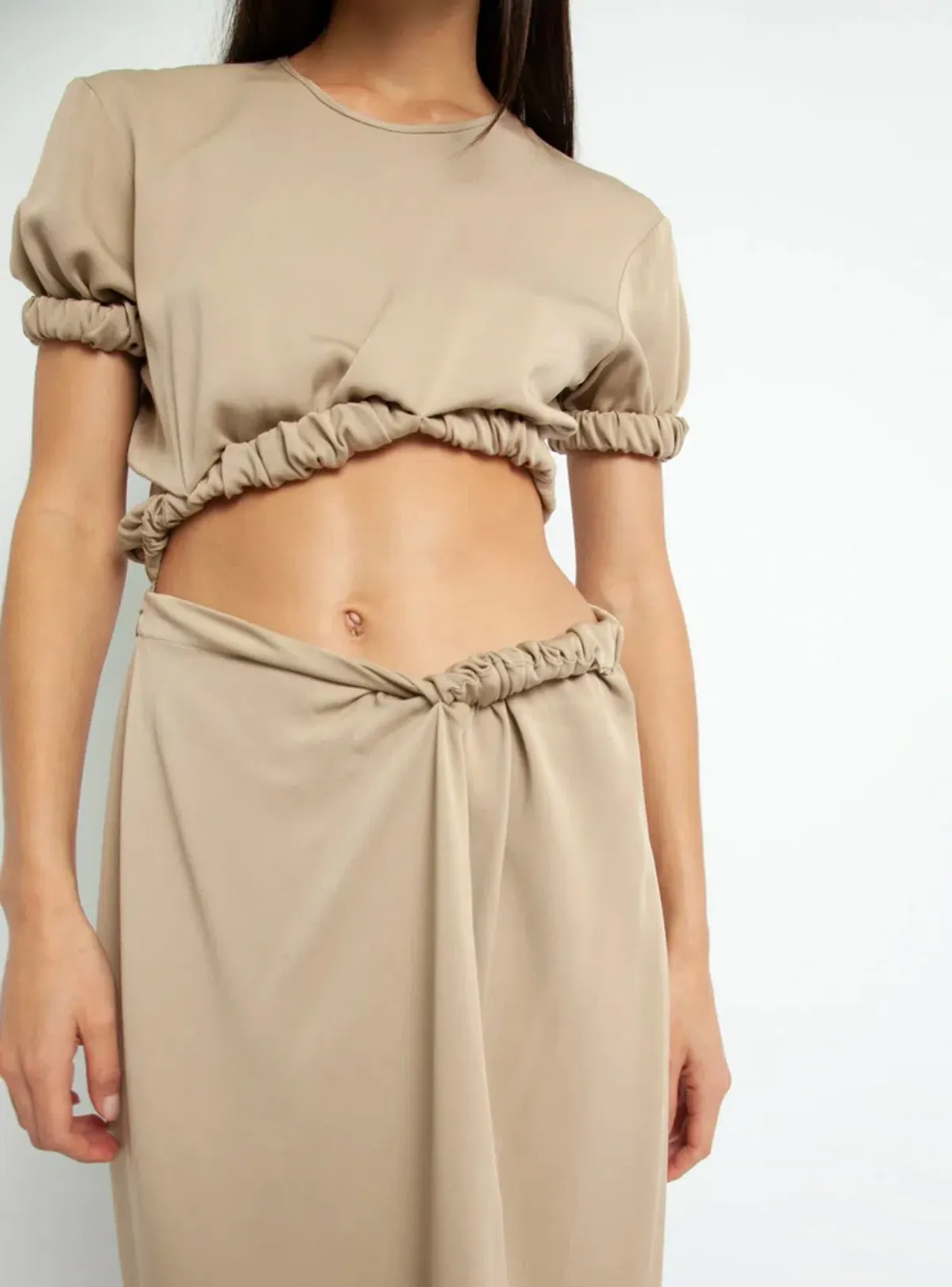 Christopher Esber Rolled Up Tee Dress Tan Brown Size 8 - Image 3