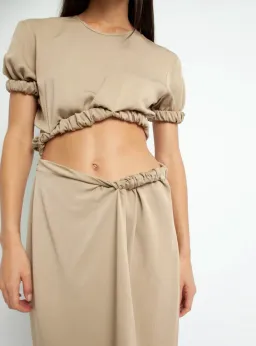 Christopher Esber Rolled Up Tee Dress Tan Brown Size 8 for rent on The Volte - image 3