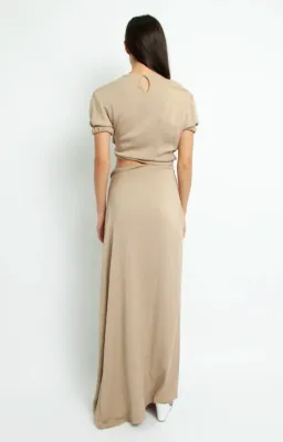 Christopher Esber Rolled Up Tee Dress Tan Brown Size 8 for rent on The Volte - image 6