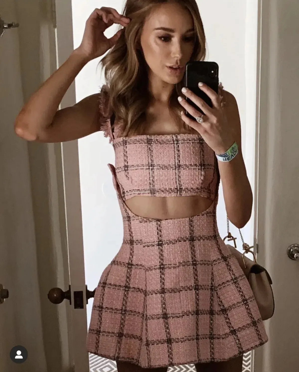 Lillian Khallouf Judd Set in Pink Tweed Print Size 6 - Image 4