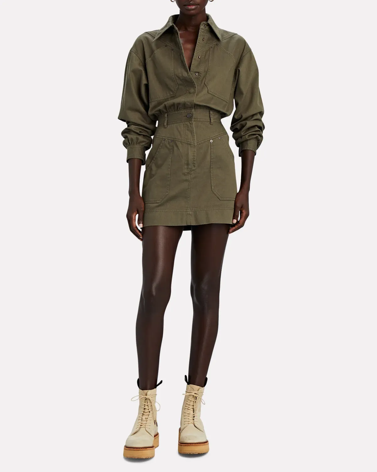 Shona Joy Chiara Utility Mini Dress Khaki Size 10  - Image 1