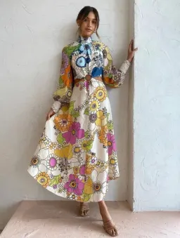 Alemais Farrah Cutout Floral Linen Midi Dress Print Size 10 for rent on The Volte - image 2