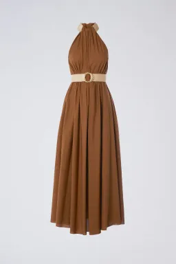 Scanlan Theodore Cotton Strapping Dress Coconut Brown Size 8 for rent on The Volte - image 5