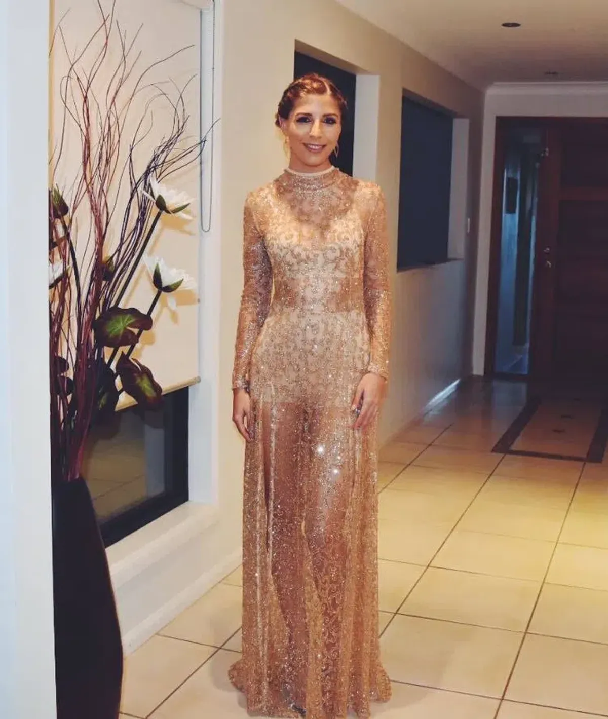 Alamour the Label Moet Gown Shimmering Gold Size 8 - Image 1