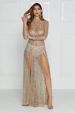 Alamour the Label Moet Gown Shimmering Gold Size 8 for rent on The Volte - image 2